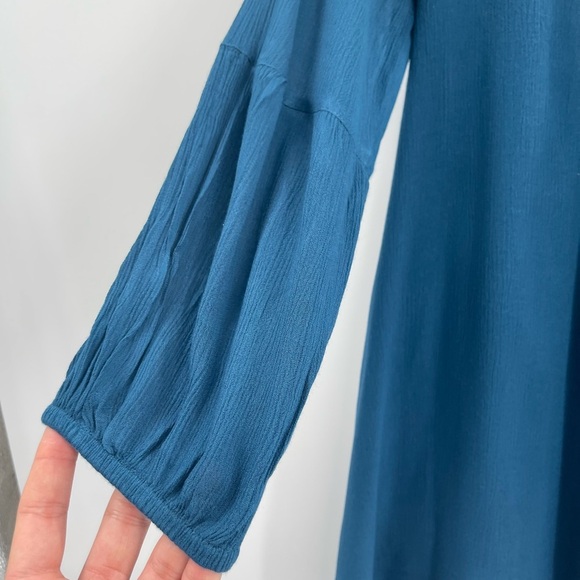 Sundance Embroidered Suelta Dress Teal Gauzy Viscose Lined Boho Chic Size Small - Picture 4 of 10